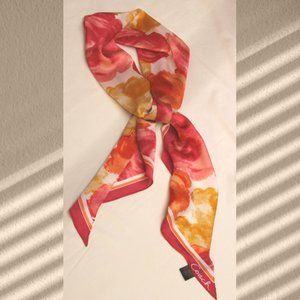 62" Long Golden Pinks Floral Silk Scarf by Coach
